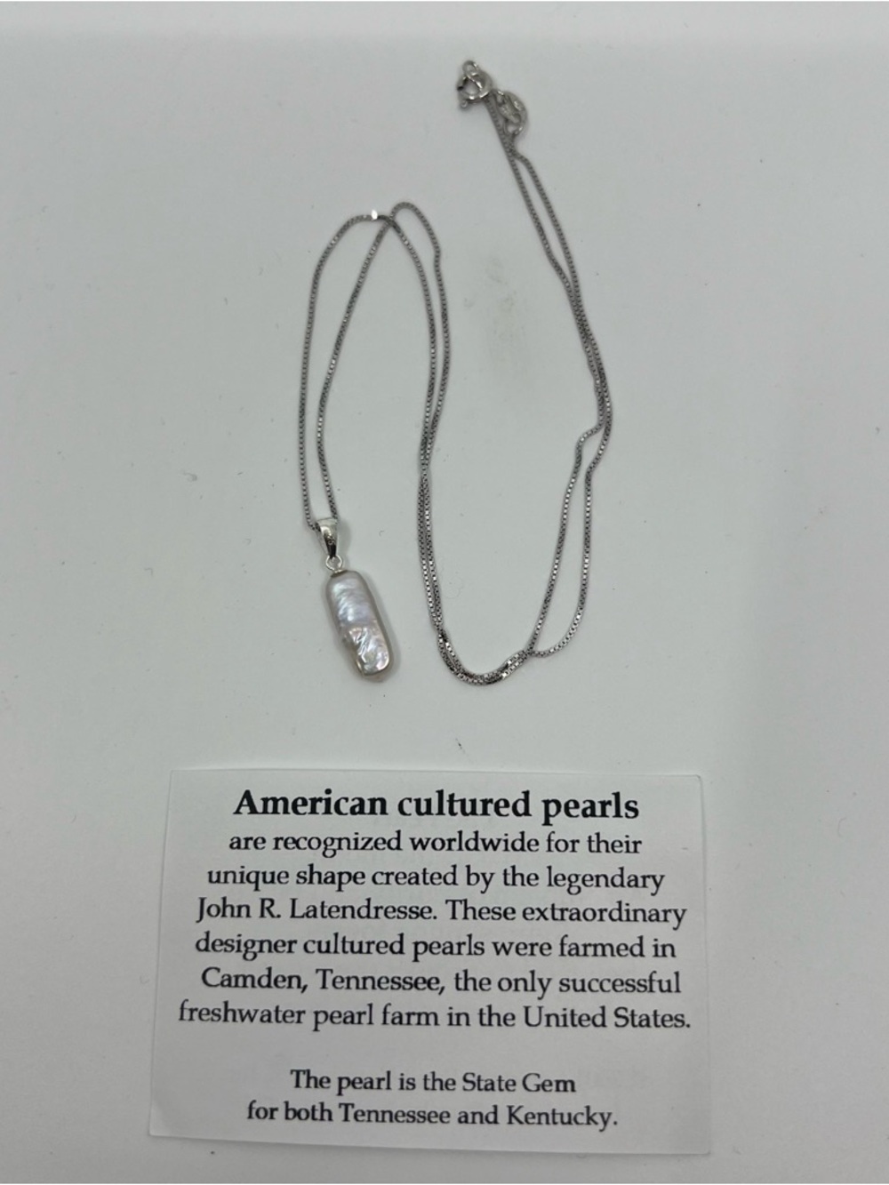 American Pearl Company freshwater bar Pearl Pendant Necklace with Chain - Picture 2 of 10